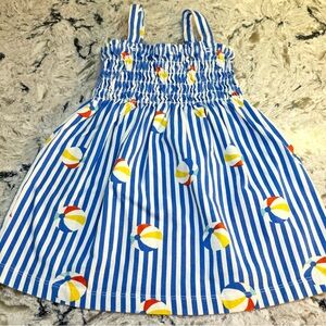 Hanna Andersson Blue Striped Beach Ball Smocked Dress